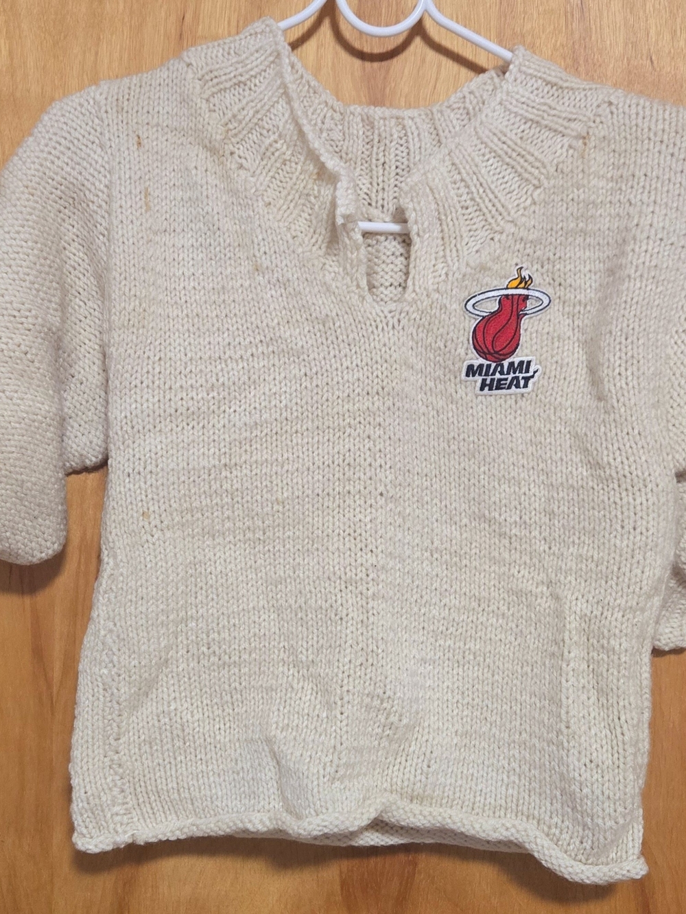 HANDMADE KNITTING SWEATER MIAMI HEAT 3/4Y